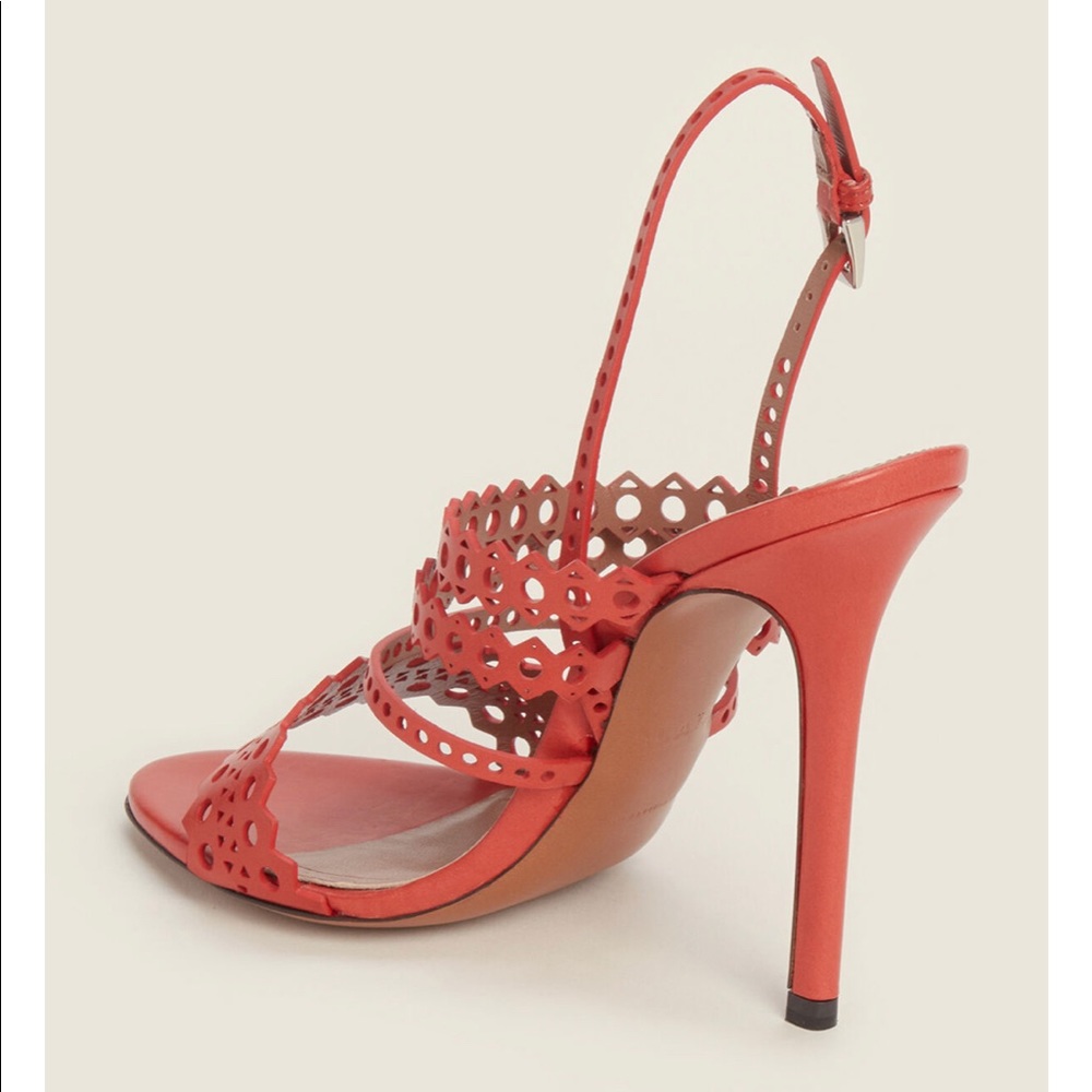 Alaia Scarlet Laser Cut Leather Sandals